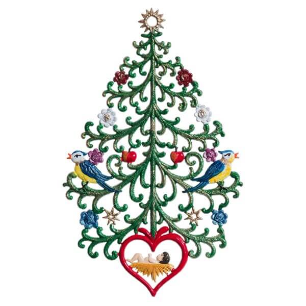 CO026 R Tree with Nativity Ornament CO026 R Tree with Nativity Ornament