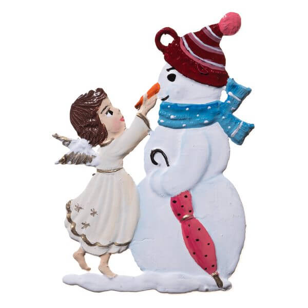 CO030 R Angel with Snowman Ornament CO030 R Angel with Snowman Ornament