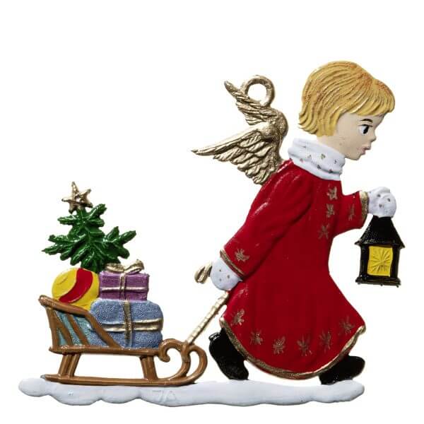 CO033 Angel Pulling Sled Ornament