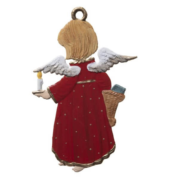 CO034 R Angel with Basket and Candle Ornament CO034 R Angel with Basket and Candle Ornament