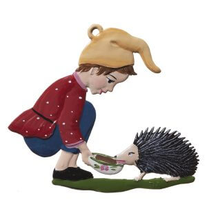 CO041 Elf with Hedgehog Ornament