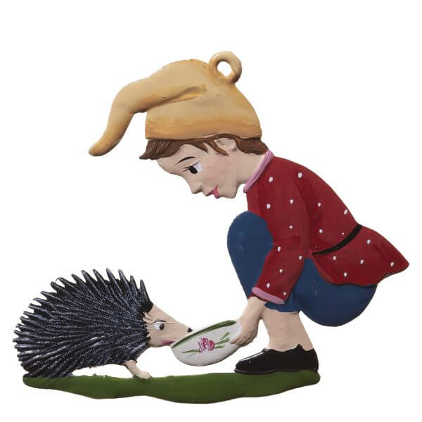 CO041 R Elf with Hedgehog Ornament CO041 R Elf with Hedgehog Ornament