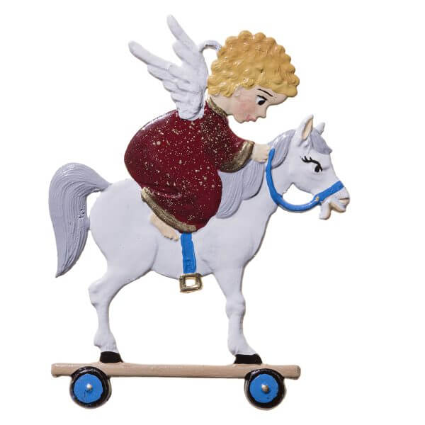 CO051 Angel on Toy Horse Ornament
