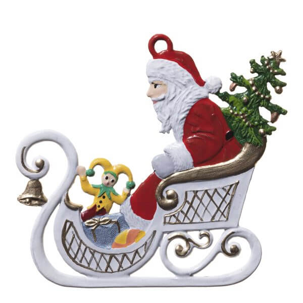 CO063 R Santa In Sled Ornament CO063 R Santa In Sled Ornament
