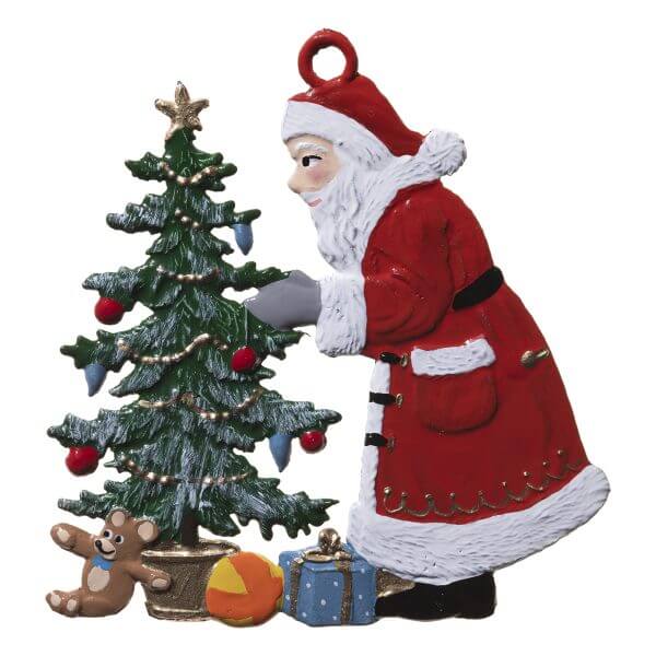 CO065 R Santa Decorating Tree Ornament CO065 R Santa Decorating Tree Ornament