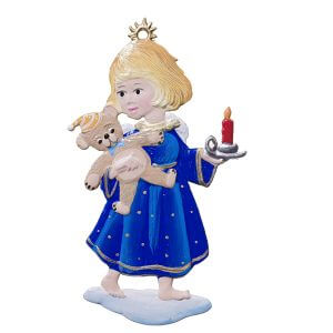 CO071 Angel with Teddy and Candle Ornament