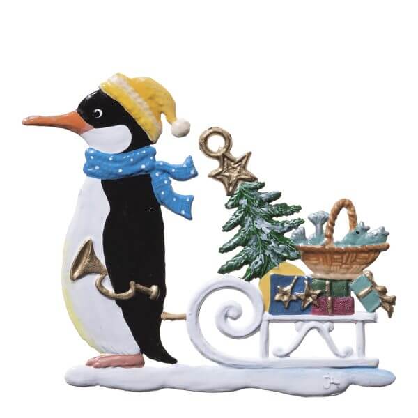 CO100 R Penguin with Sled Ornament CO100 R Penguin with Sled Ornament
