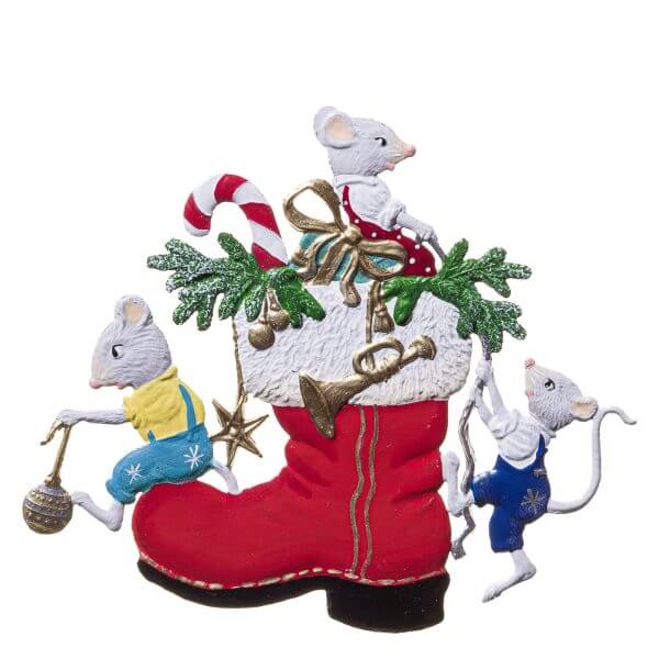 CO113 R Mice in Boot Ornament CO113 R Mice in Boot Ornament