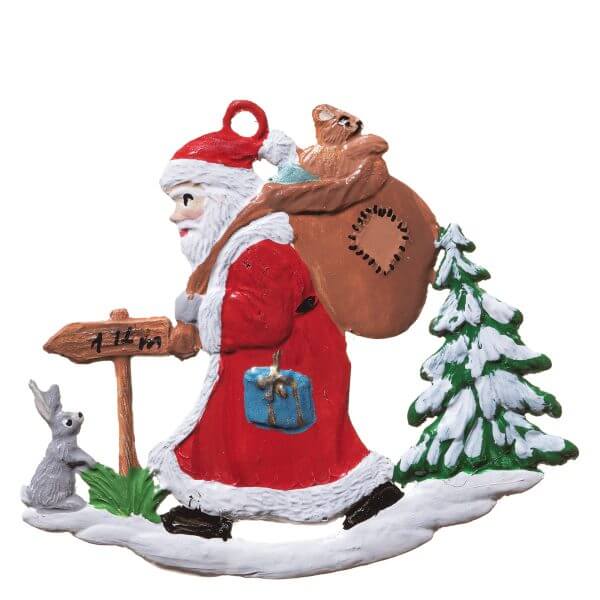CO120 R Santa In Forest Ornament CO120 R Santa In Forest Ornament
