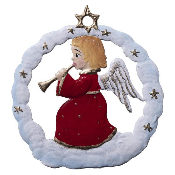CO122 R Angel in Snow Circle Ornament CO122 R Angel in Snow Circle Ornament