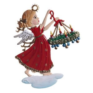 CO125 Angel Carrying Christmas Wreath Ornament