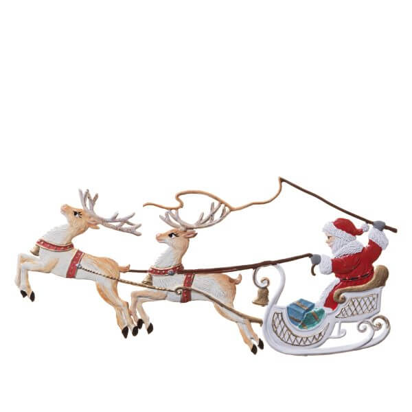 CO132 R Santa in Sleigh with Two Reindeer Ornament CO132 R Santa in Sleigh with Two Reindeer Ornament