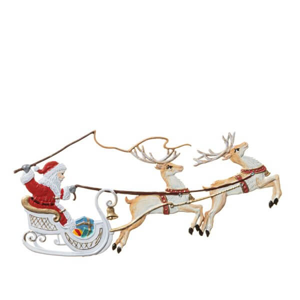 CO132 Santa in Sleigh with Two Reindeer Ornament