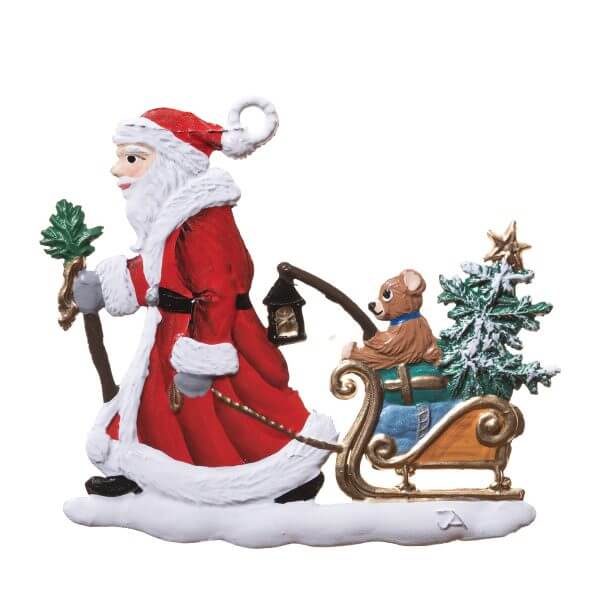 CO135 R Santa Pulling Sled Ornament CO135 R Santa Pulling Sled Ornament