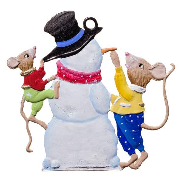 CO154 R Mice with Snowman Ornament CO154 R Mice with Snowman Ornament