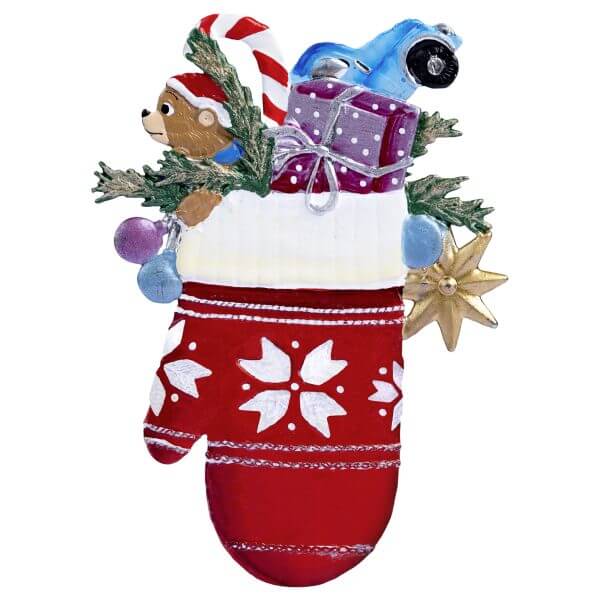 Christmas Mitten Ornament by Wilhelm Schweizer Reverse Image Christmas Mitten Ornament by Wilhelm Schweizer Reverse Image
