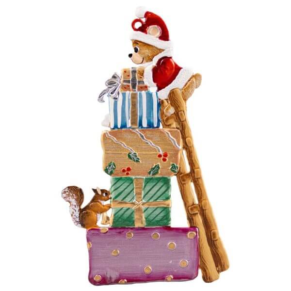 Teddy Building a Gift Tower by Wilhelm Schweizer Reverse Image Teddy Building a Gift Tower by Wilhelm Schweizer Reverse Image