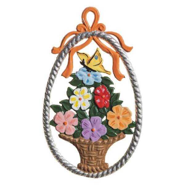 EO05 R Egg with Flower Basket Ornament EO05 R Egg with Flower Basket Ornament