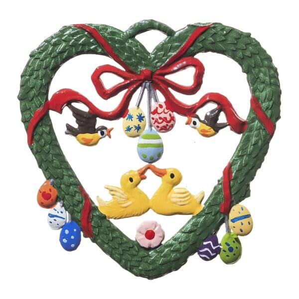 EO10 Ducks in Spring Heart Ornament