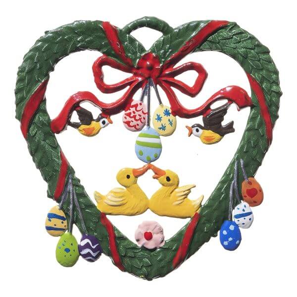 EO10 R Ducks in Spring Heart Ornament EO10 R Ducks in Spring Heart Ornament