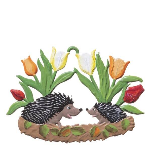 EO13 R Hedgehogs with Tulips Ornament EO13 R Hedgehogs with Tulips Ornament