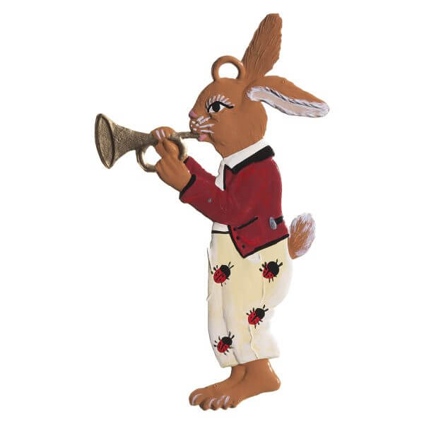 EO22 R Bunny with Trumpet Ornament EO22 R Bunny with Trumpet Ornament