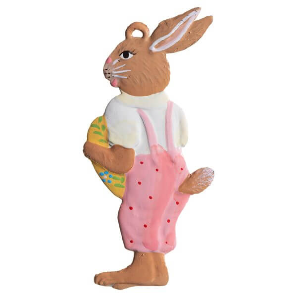 EO30 R Mr Bunny Cradling Large Egg Ornament EO30 R Mr Bunny Cradling Large Egg Ornament