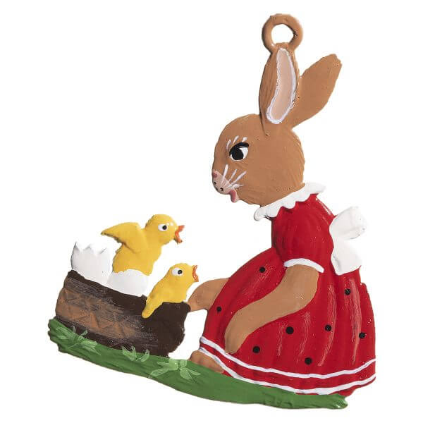 EO33 R Bunny with Chicks in Basket Ornament EO33 R Bunny with Chicks in Basket Ornament