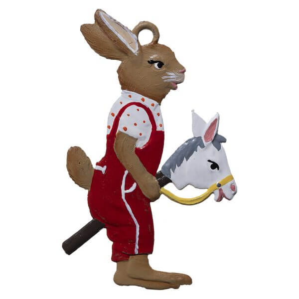 EO39 R Bunny Riding Hobby Horse Ornament EO39 R Bunny Riding Hobby Horse Ornament