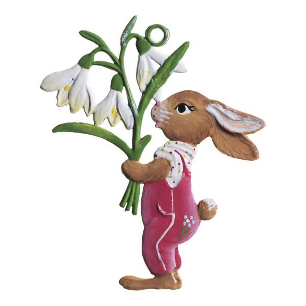 EO47 R Bunny Boy with Snowdrops Ornament EO47 R Bunny Boy with Snowdrops Ornament