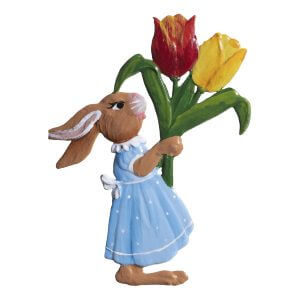 EO57 Bunny Girl with Two Tulips Ornament