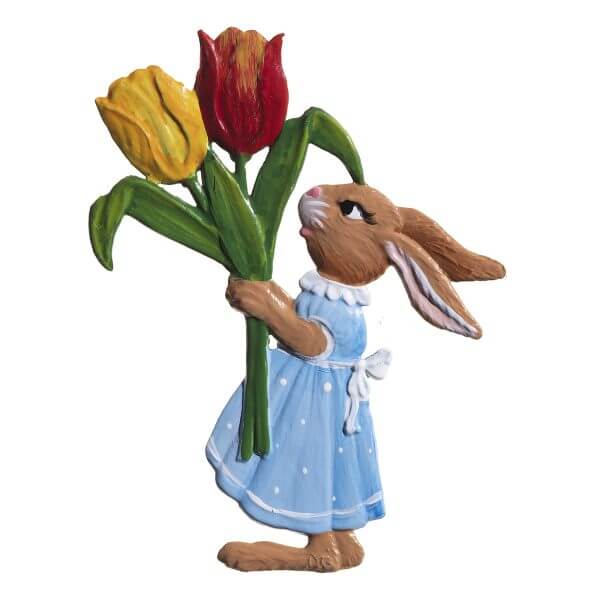 EO57 R Bunny Girl with Two Tulips Ornament EO57 R Bunny Girl with Two Tulips Ornament