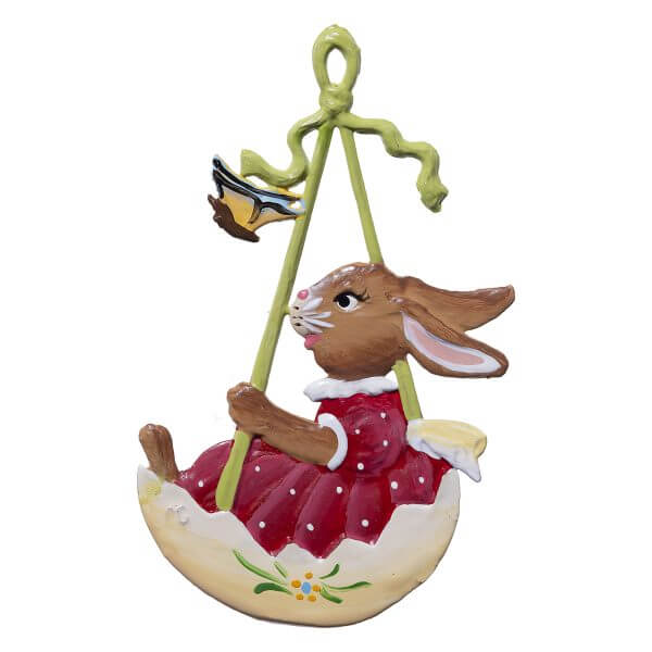 EO64 R Bunny in Swing Ornament EO64 R Bunny in Swing Ornament