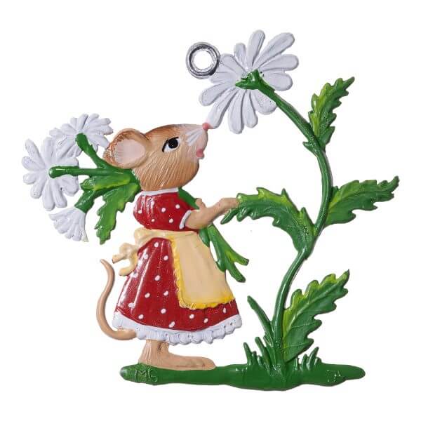 EO72 Mouse with Daisy Ornament EO72 Mouse with Daisy Ornament