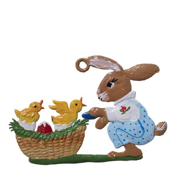 EO77 R Bunny with Chicks in Nest Ornament EO77 R Bunny with Chicks in Nest Ornament