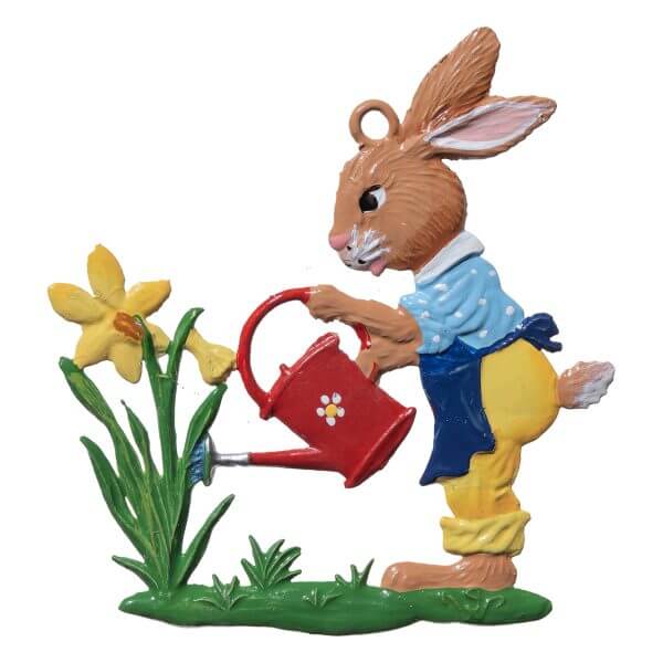 EO80 R Bunny with Watering Can Ornament EO80 R Bunny with Watering Can Ornament