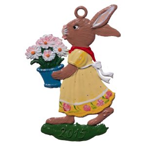 EO84 Bunny Girl with Potted Flower Ornament