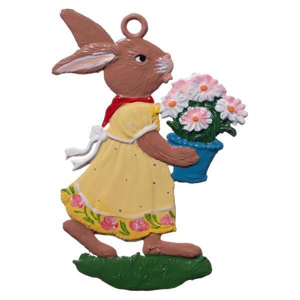 EO84 R Bunny Girl with Potted Flower Ornament EO84 R Bunny Girl with Potted Flower Ornament