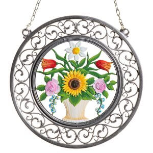 FC11F Flower Bouquet Wall Hanging in Filigree Frame