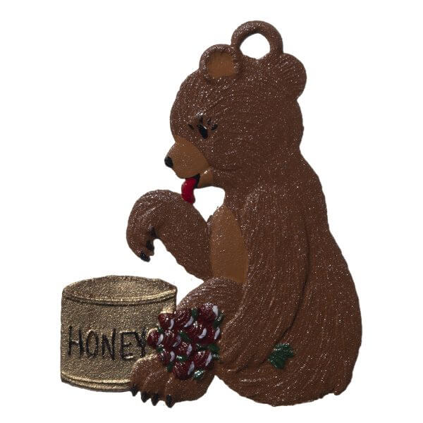 MO08 R Teddy Bear wwith Honey Ornament MO08 R Teddy Bear wwith Honey Ornament