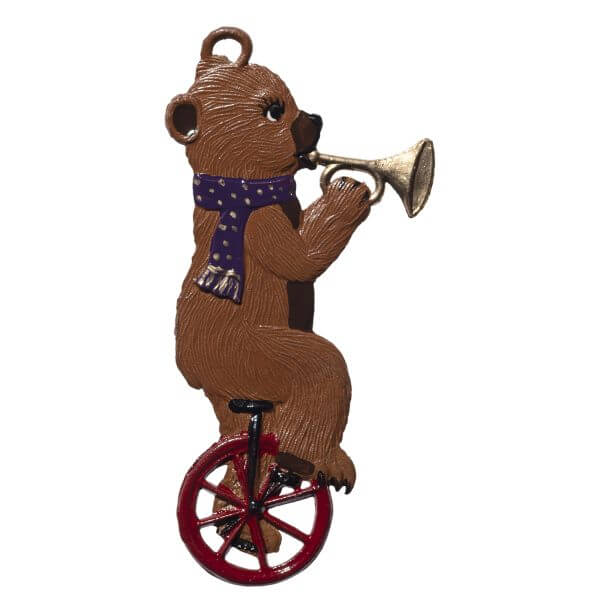 MO09 Teddy Bear on Unicycle Ornament.