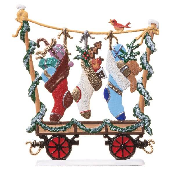 SC17B R Train Car with Gift Stockings SC17B R Train Car with Gift Stockings
