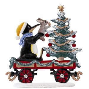 Train Car with Christmas Penguin by Wilhelm Schweizer Image