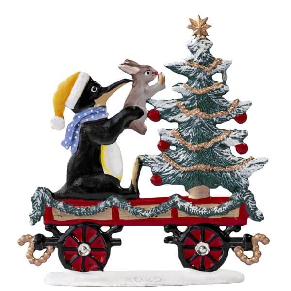 Train Car with Christmas Penguin by Wilhelm Schweizer Image